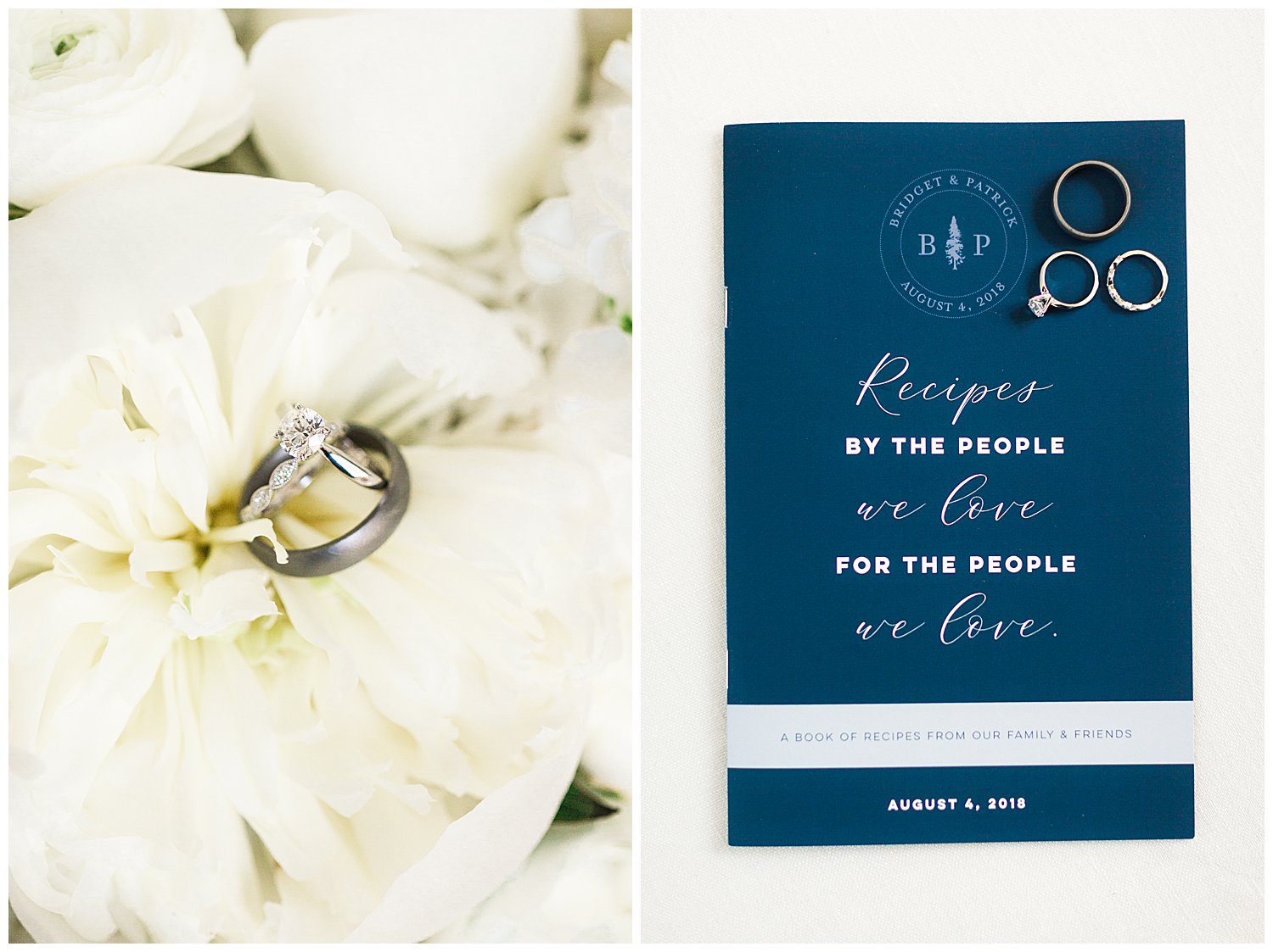 Bridal details rings and recipe book
